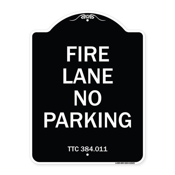 Signmission Texas Fire Lane No Parking Heavy-Gauge Aluminum Architectural Sign, 18" L, 24" H, BW-1824-22825 A-DES-BW-1824-22825 - main
